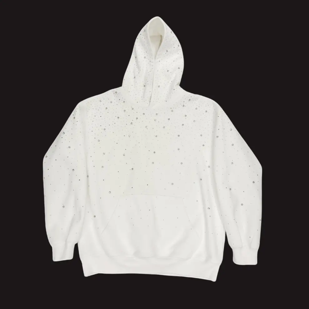 Sweat à capuche à strass EYDIZ blanc