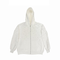 Sweat zippé à strass EYDIZ blanc