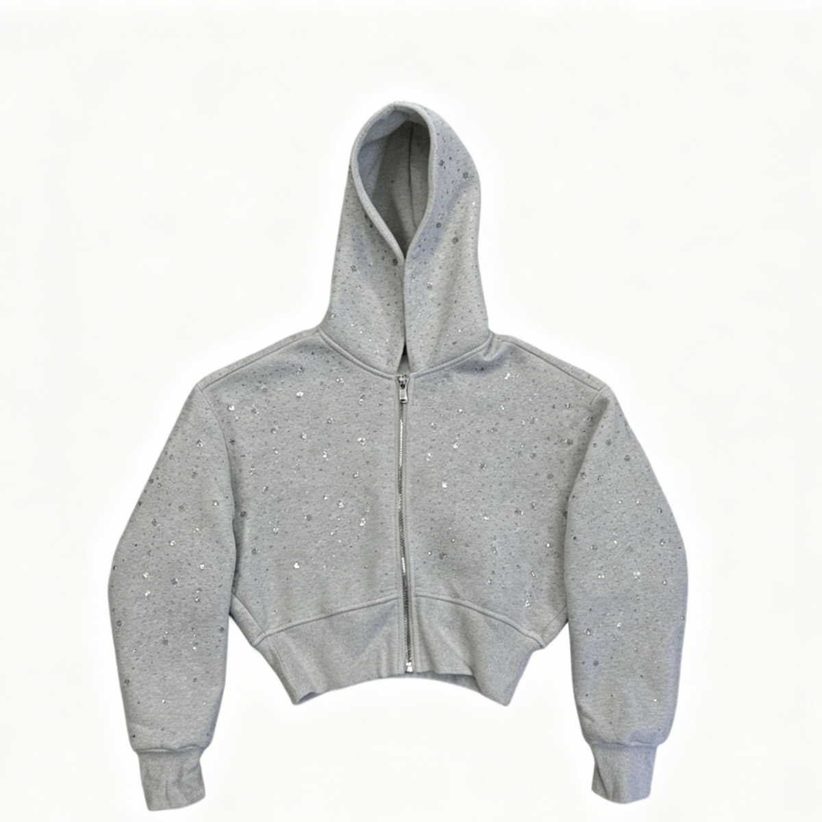 Sweat zippé court à strass femme EYDIZ gris