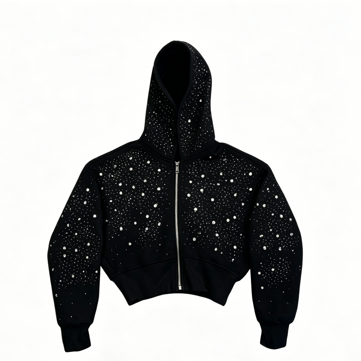 Sweat zippé court à strass femme EYDIZ noir