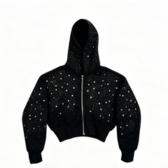 Sweat zippé court à strass femme EYDIZ noir